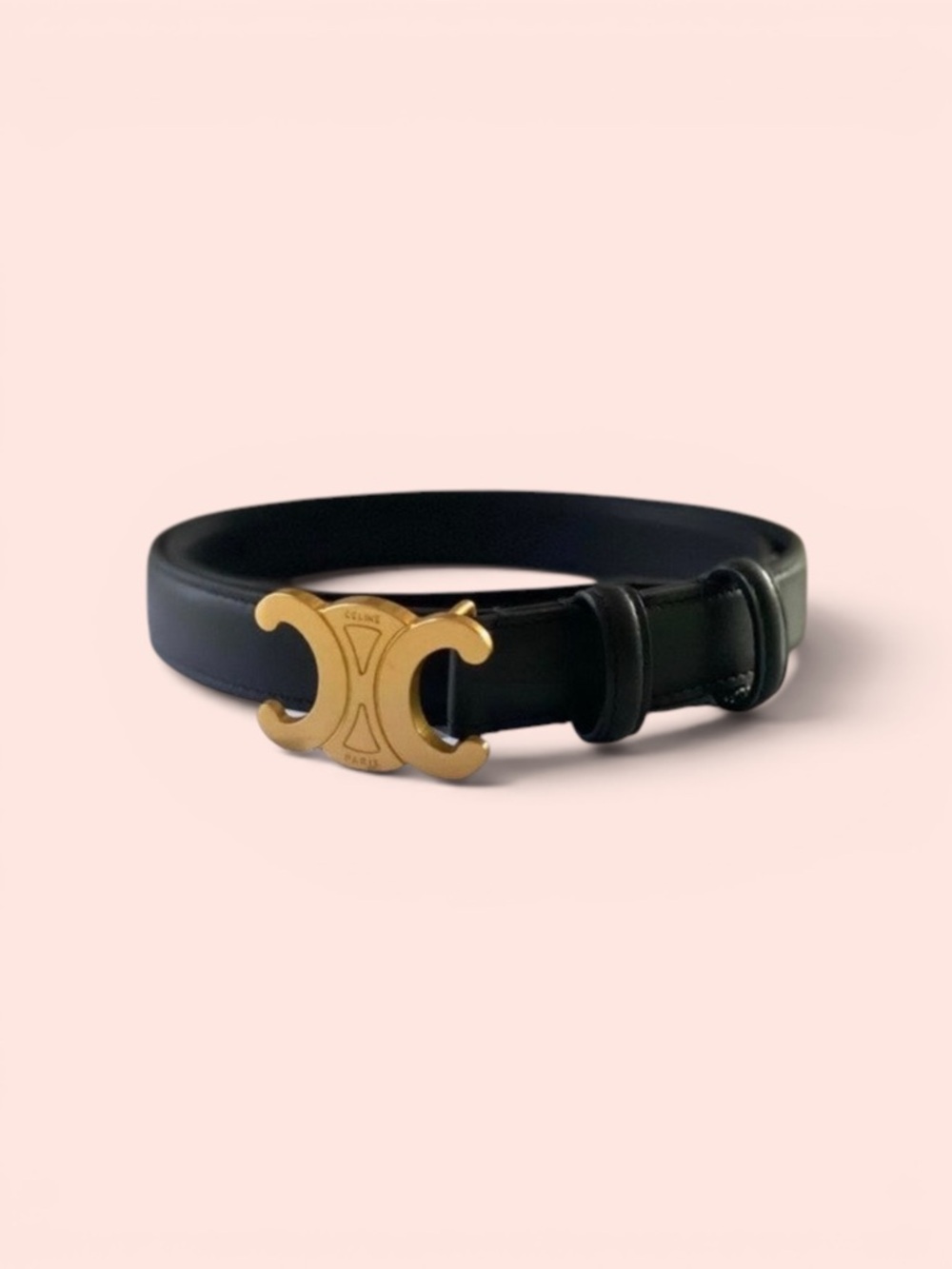 Black Belt with Gold Triomphe Buckle
